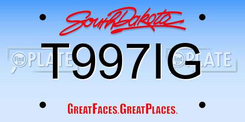 T997IG South Dakota License Plate