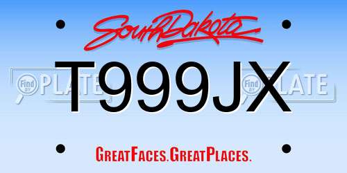 T999JX South Dakota License Plate