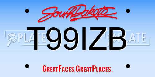 T99IZB South Dakota License Plate