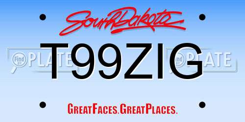 T99ZIG South Dakota License Plate