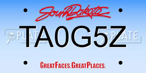 TA0G5Z South Dakota License Plate