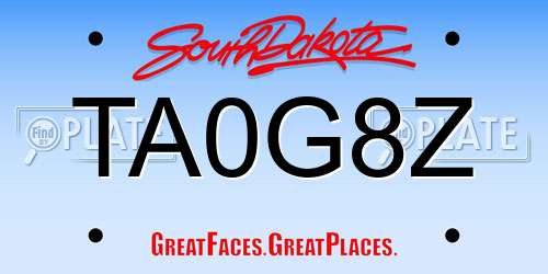 TA0G8Z South Dakota License Plate