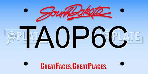 TA0P6C South Dakota License Plate