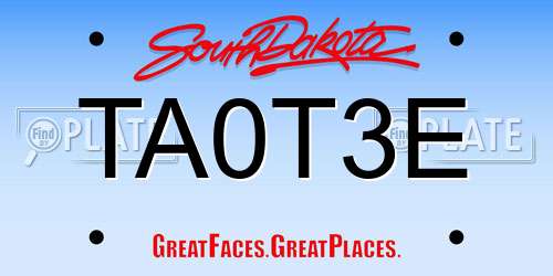 TA0T3E South Dakota License Plate