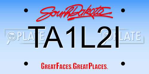 TA1L2I South Dakota License Plate