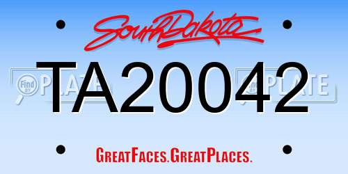 TA20042 South Dakota License Plate
