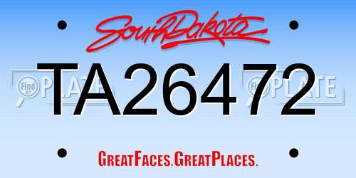 TA26472 South Dakota License Plate