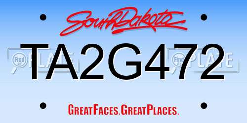 TA2G472 South Dakota License Plate