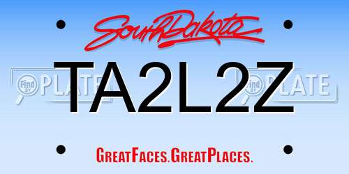 TA2L2Z South Dakota License Plate