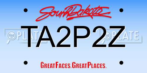 TA2P2Z South Dakota License Plate