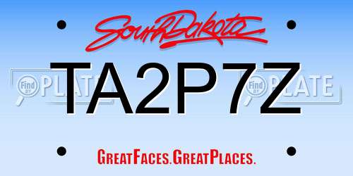 TA2P7Z South Dakota License Plate