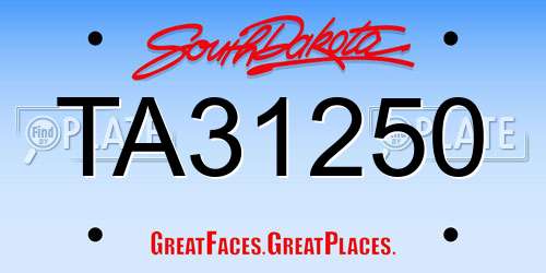 TA31250 South Dakota License Plate
