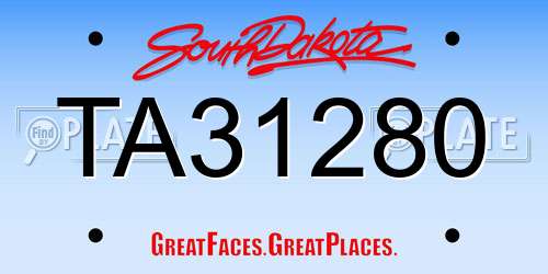 TA31280 South Dakota License Plate