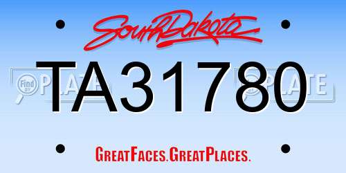 TA31780 South Dakota License Plate
