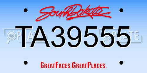 TA39555 South Dakota License Plate
