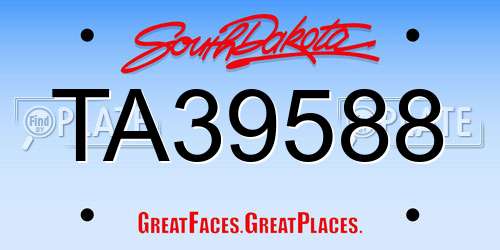 TA39588 South Dakota License Plate