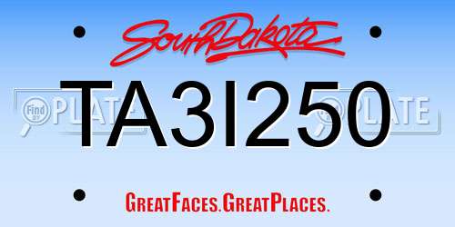 TA3I250 South Dakota License Plate