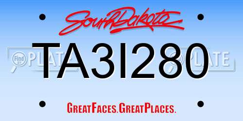 TA3I280 South Dakota License Plate