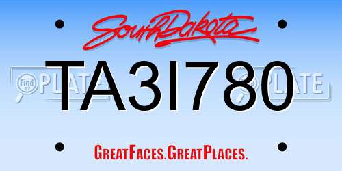 TA3I780 South Dakota License Plate
