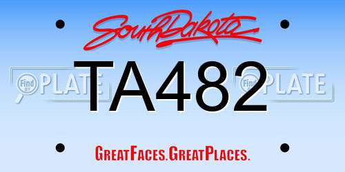 TA482 South Dakota License Plate