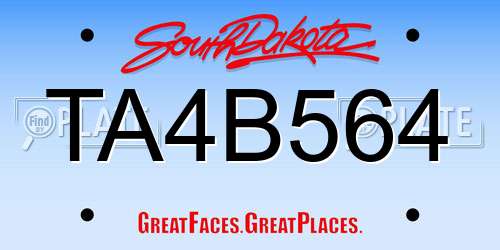 TA4B564 South Dakota License Plate