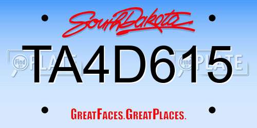 TA4D615 South Dakota License Plate