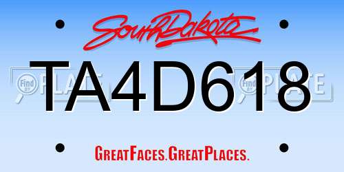 TA4D618 South Dakota License Plate