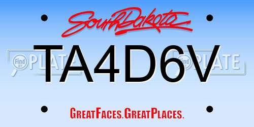 TA4D6V South Dakota License Plate