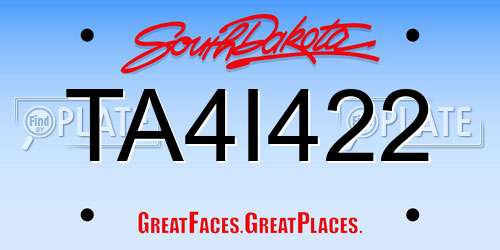 TA4I422 South Dakota License Plate
