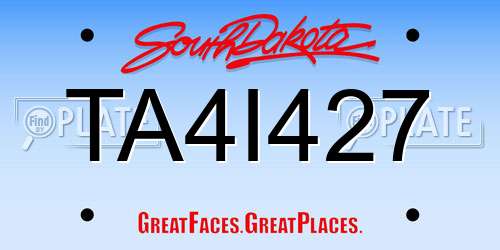 TA4I427 South Dakota License Plate