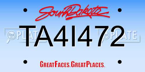 TA4I472 South Dakota License Plate