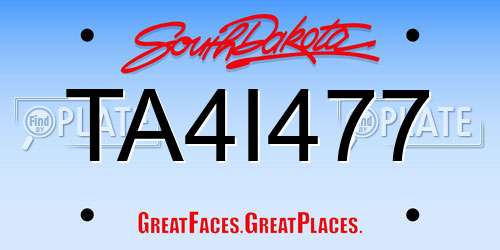 TA4I477 South Dakota License Plate