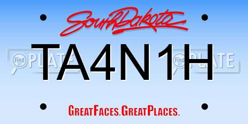 TA4N1H South Dakota License Plate
