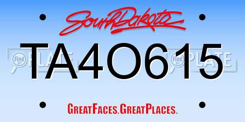 TA4O615 South Dakota License Plate
