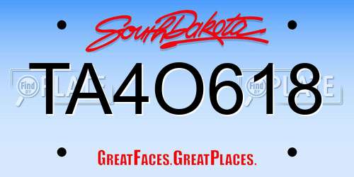 TA4O618 South Dakota License Plate