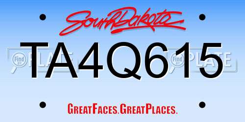 TA4Q615 South Dakota License Plate