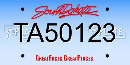 TA50123 South Dakota License Plate