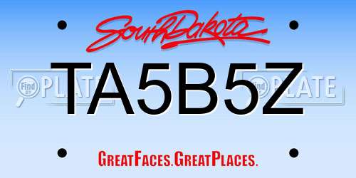 TA5B5Z South Dakota License Plate