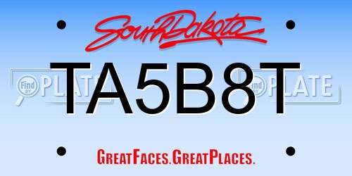 TA5B8T South Dakota License Plate