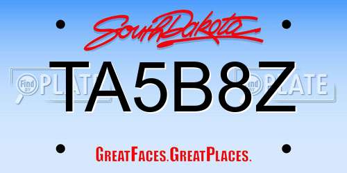 TA5B8Z South Dakota License Plate