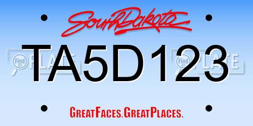 TA5D123 South Dakota License Plate