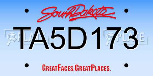 TA5D173 South Dakota License Plate