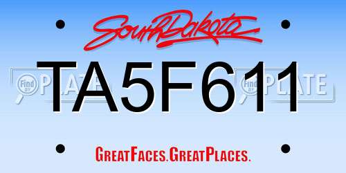 TA5F611 South Dakota License Plate