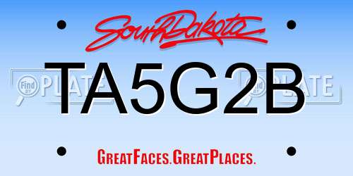 TA5G2B South Dakota License Plate