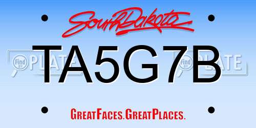 TA5G7B South Dakota License Plate