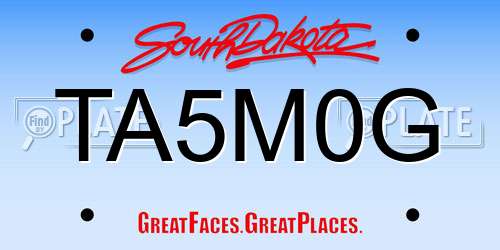 TA5M0G South Dakota License Plate