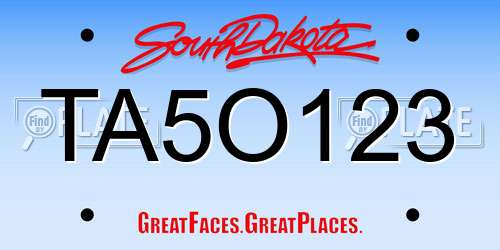 TA5O123 South Dakota License Plate