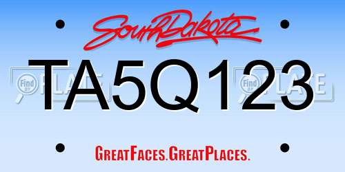 TA5Q123 South Dakota License Plate