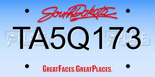 TA5Q173 South Dakota License Plate