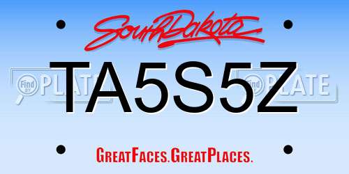 TA5S5Z South Dakota License Plate